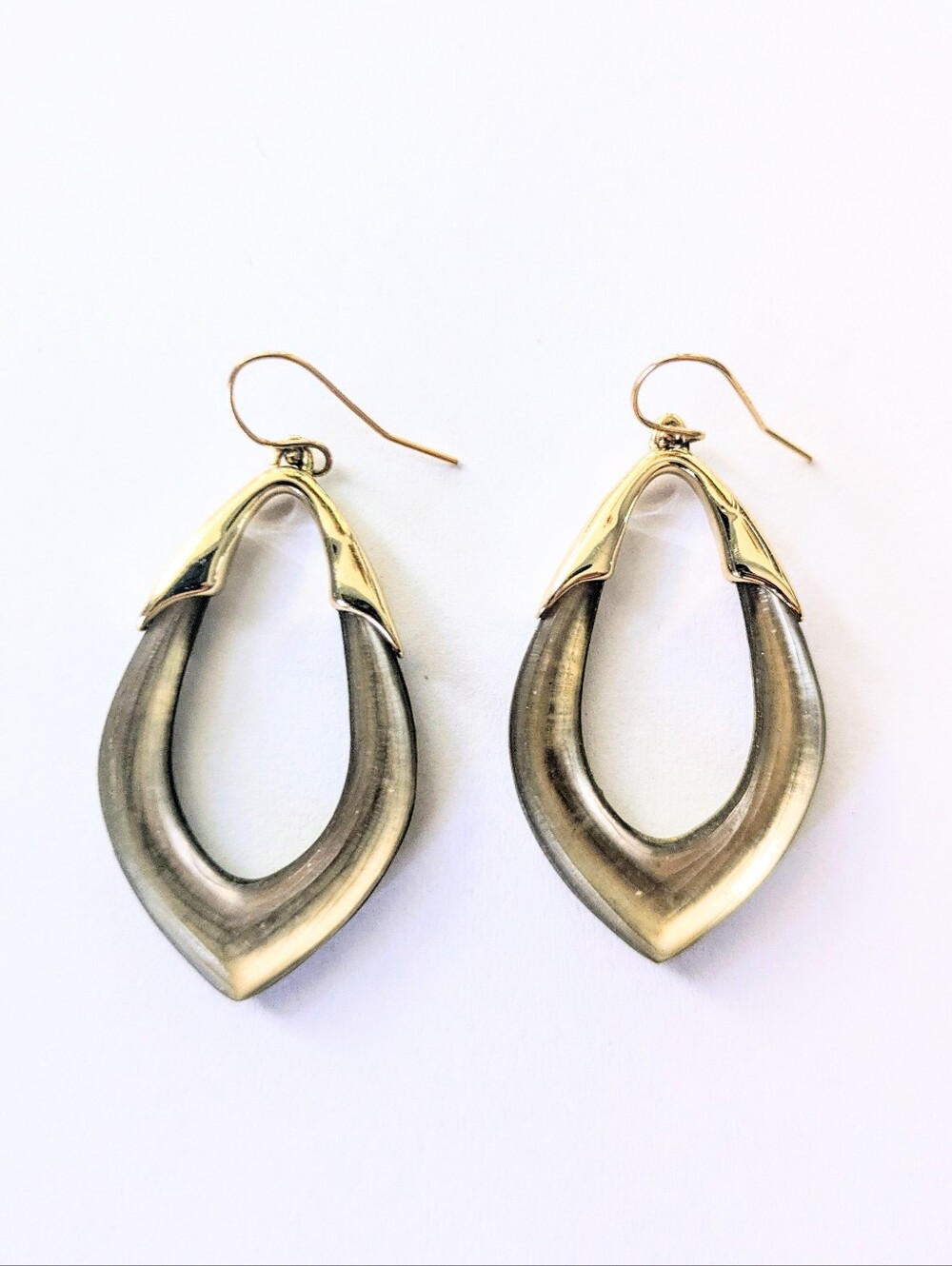 Genuine ALEXIS BITTAR Gold Tone Capped Lucite  Dangle Teardrop Hoop Earrings
